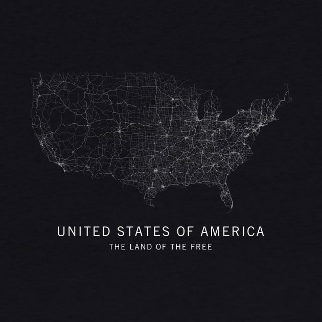 United States of America Road Map by ClarkStreetPress